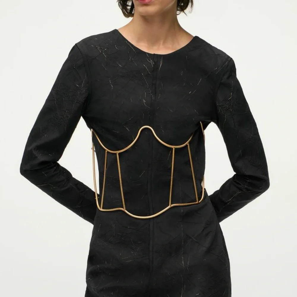 NWT. Zara Halloween Special Collection Golden Hard Metal Chain Corset.